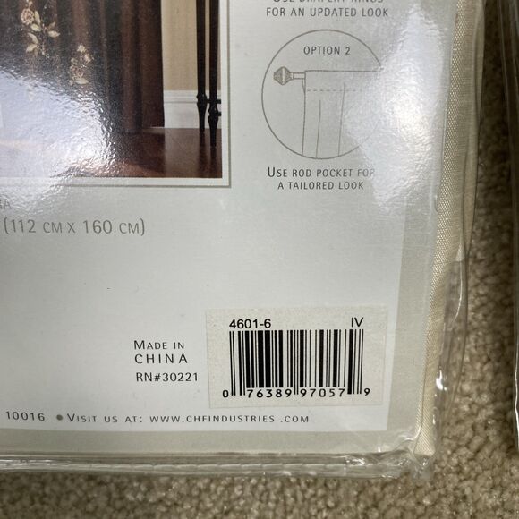 2 NWT Alesandra Floral Embroidered Faux Silk Window‎ Curtain Panel Beige 44x63" - Picture 5 of 6